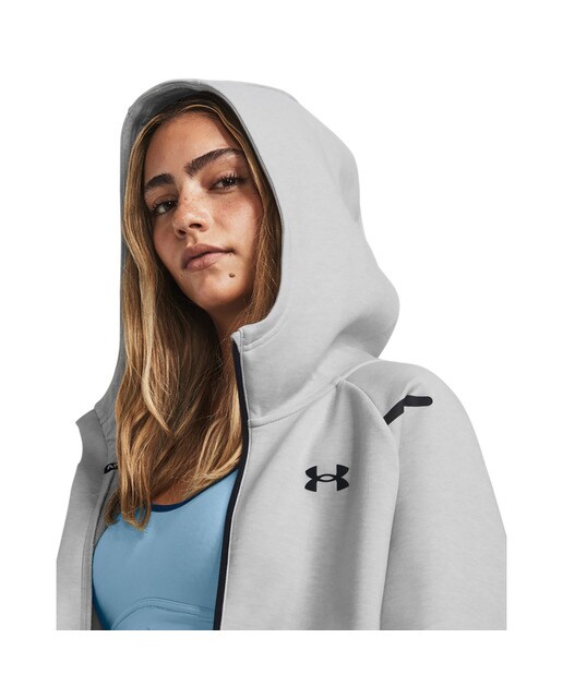 Sweatshirt de Mulher Unstoppable Flece FZ Cinzento-4