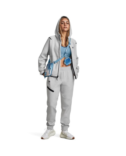 Sweatshirt de Mulher Unstoppable Flece FZ Cinzento-5