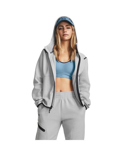 Sweatshirt de Mulher Unstoppable Flece FZ Cinzento-6