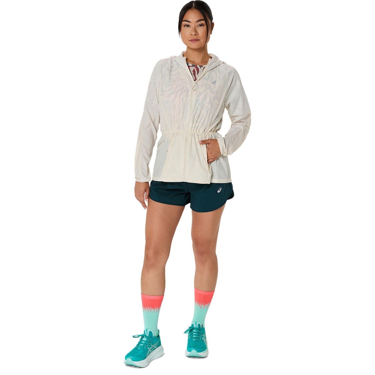 Casaco de Running de Mulher Road Packable Jacket Bege-9