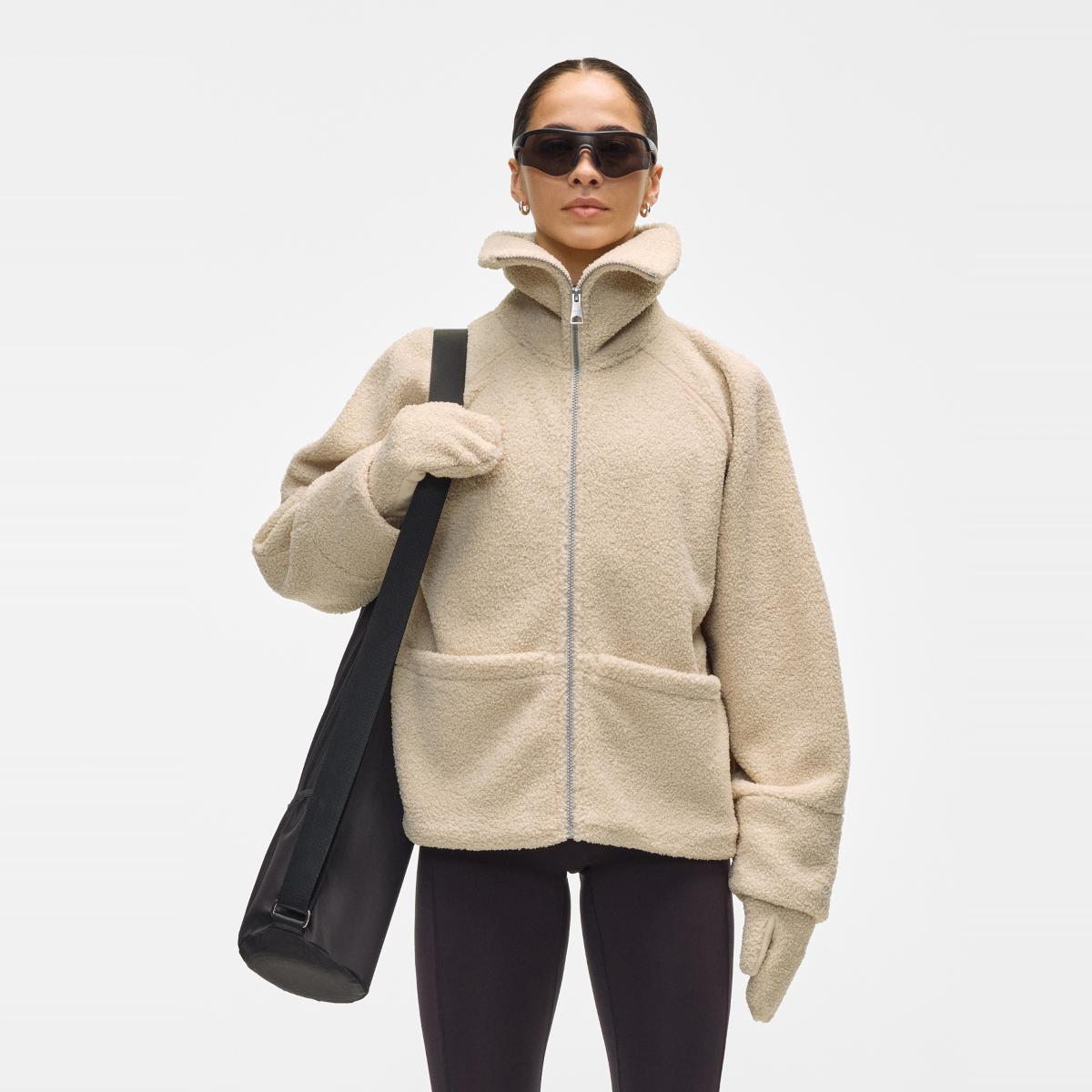 Casaco de Mulher Sherpa Short Zip Jacket Natural-1