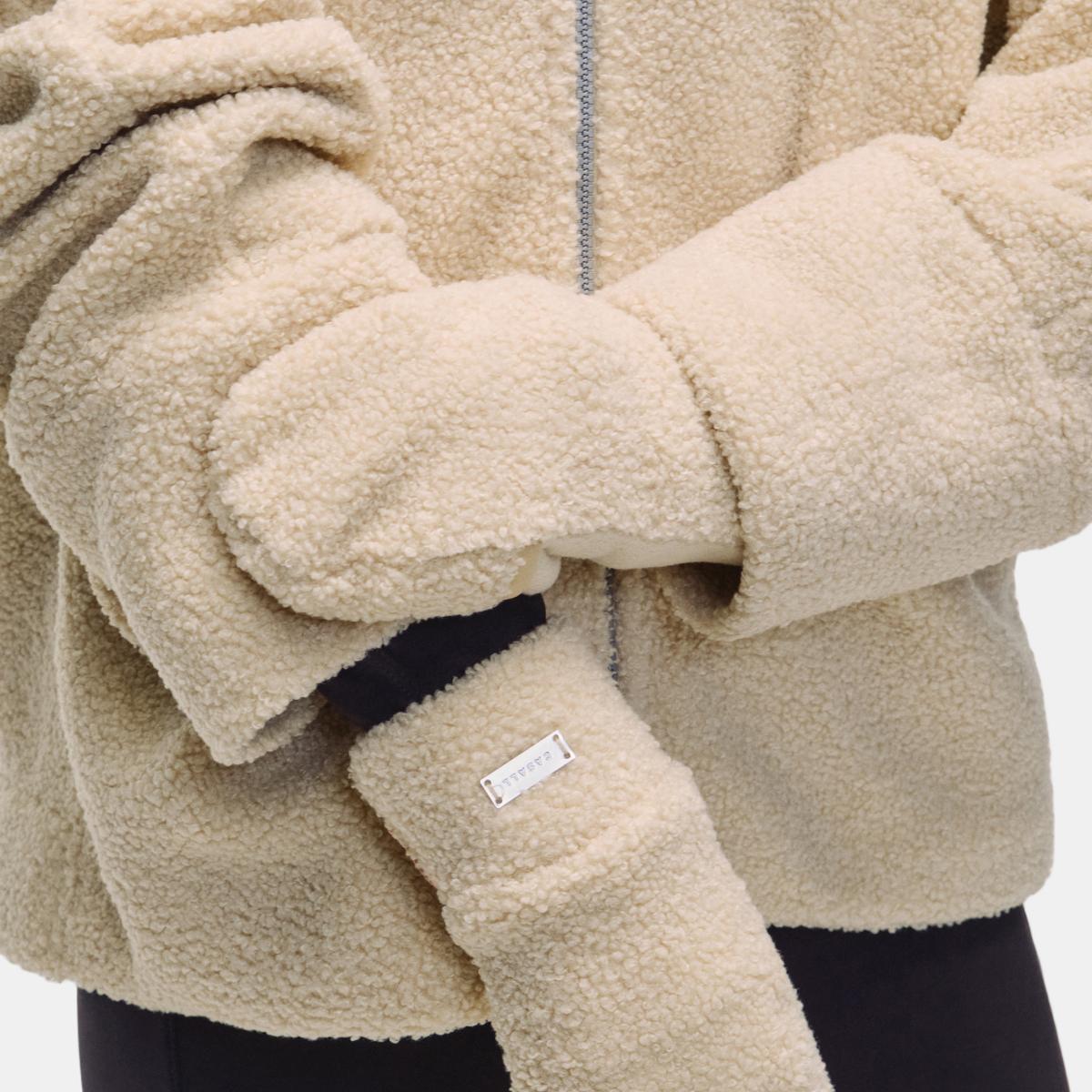 Casaco de Mulher Sherpa Short Zip Jacket Natural-3