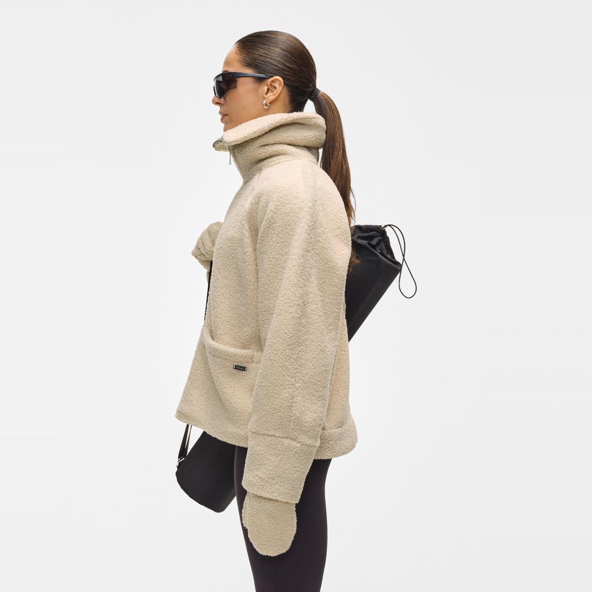 Casaco de Mulher Sherpa Short Zip Jacket Natural-4