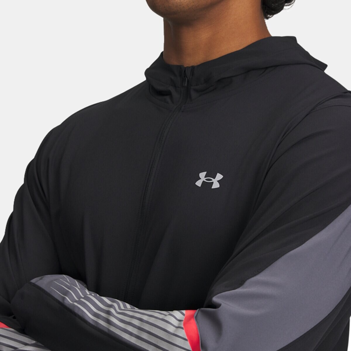 Casaco Corta-Vento de Homem UA Velociti Storm Hooded Jkt Preto-6