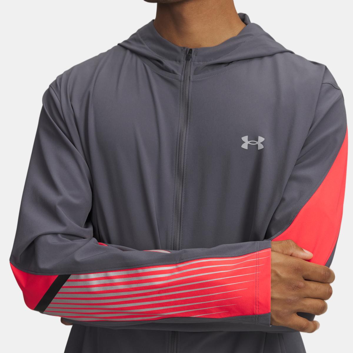 Casacos de Homem Running UA Velociti Storm Hooded Jkt Cinzento-granito-3