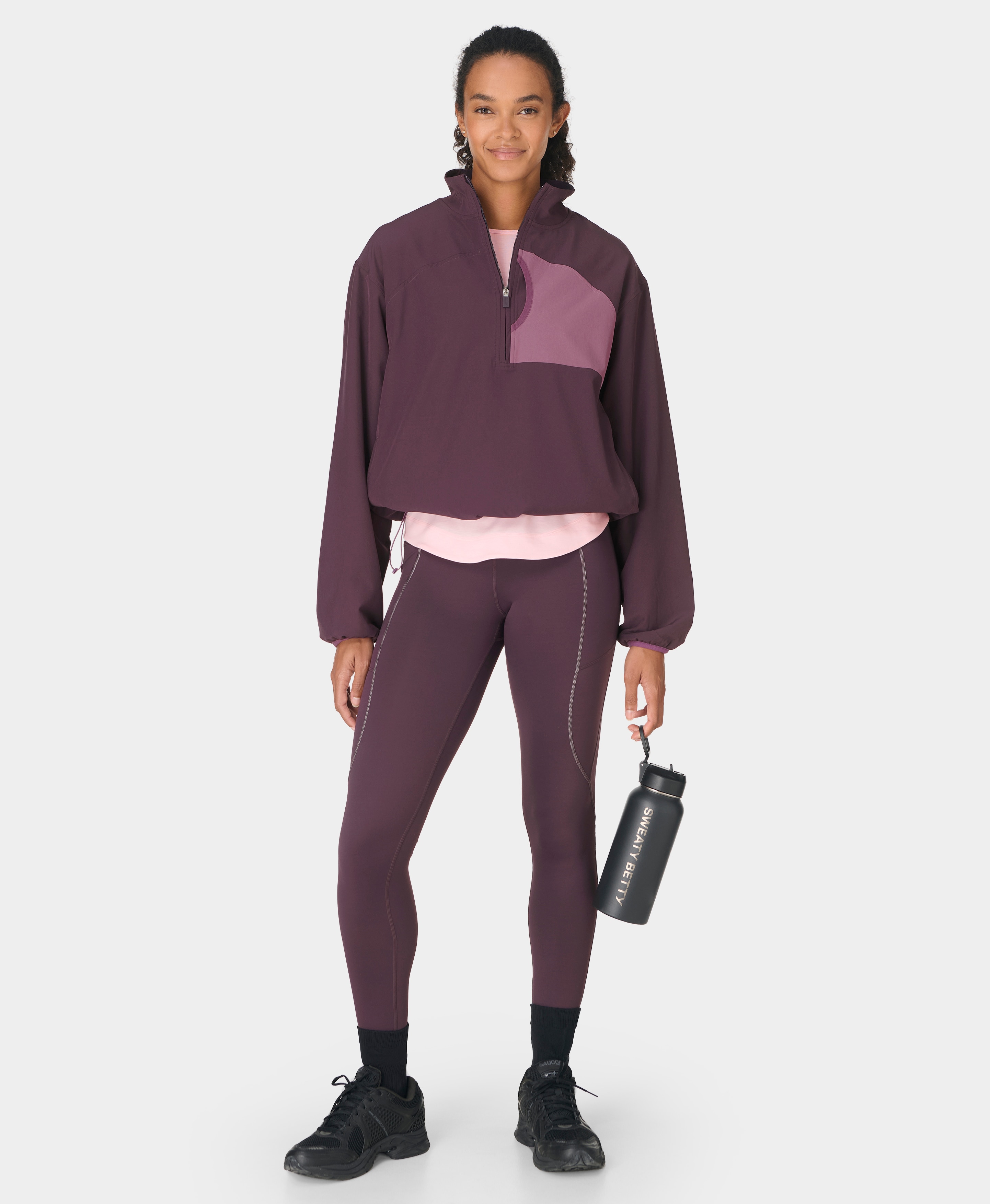 Casacos de Mulher Warm Up Performance Fleece Lined Half Zip Roxo-7