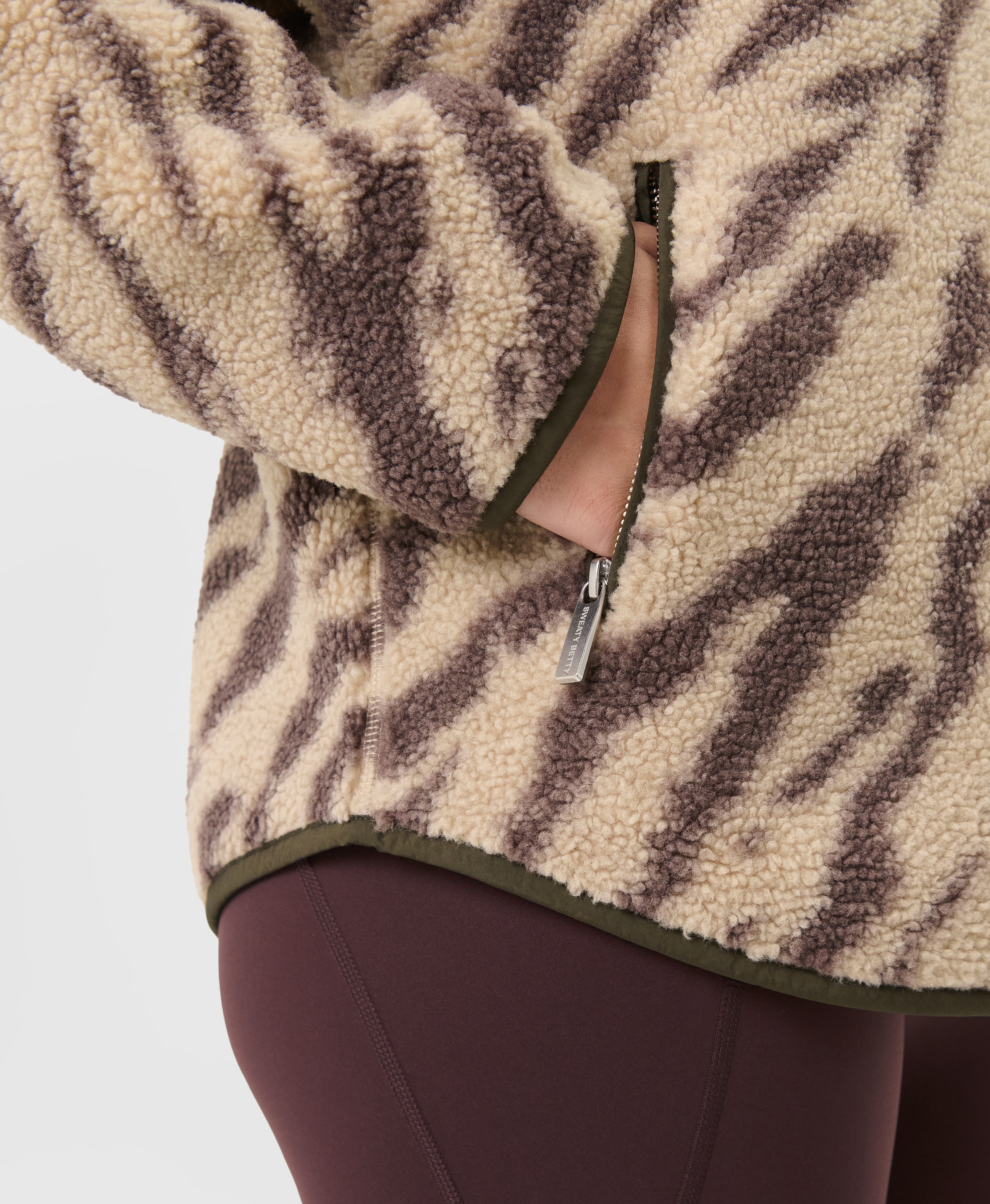 Casacos de Mulher New Plush Half Zip Bege-5