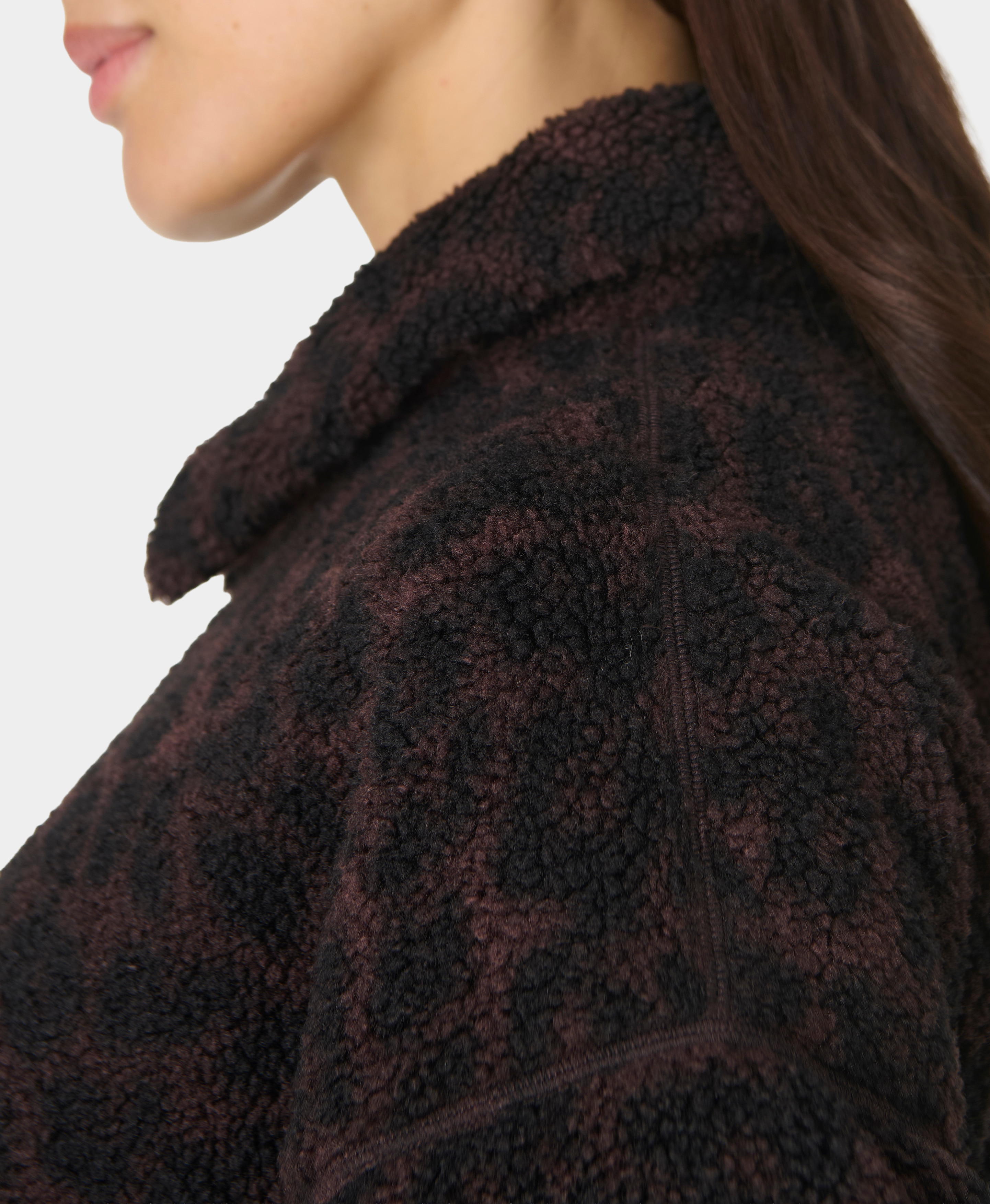 Casacos de Mulher Plush Collared Fleece Castanho-4