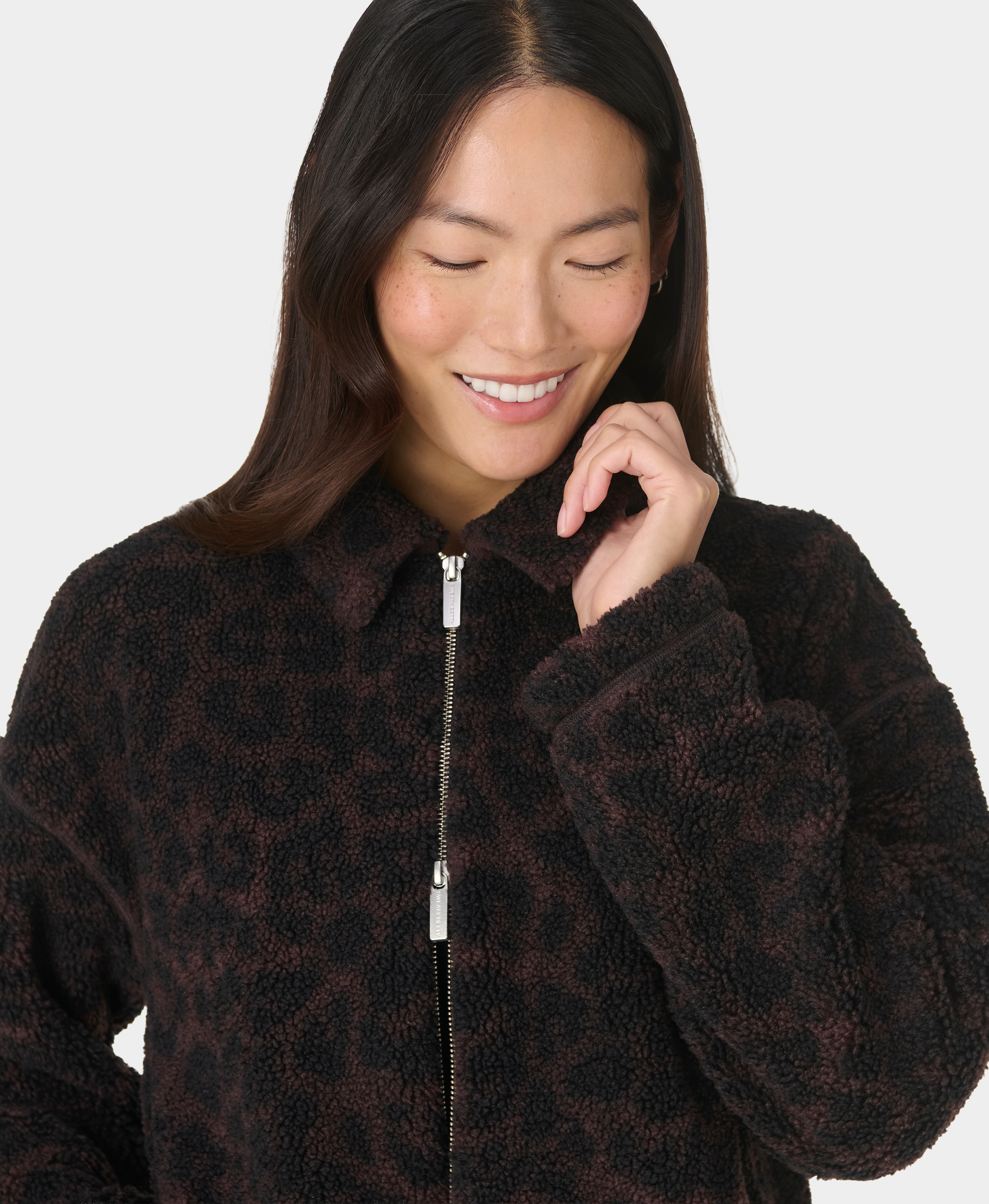 Casacos de Mulher Plush Collared Fleece Castanho-5
