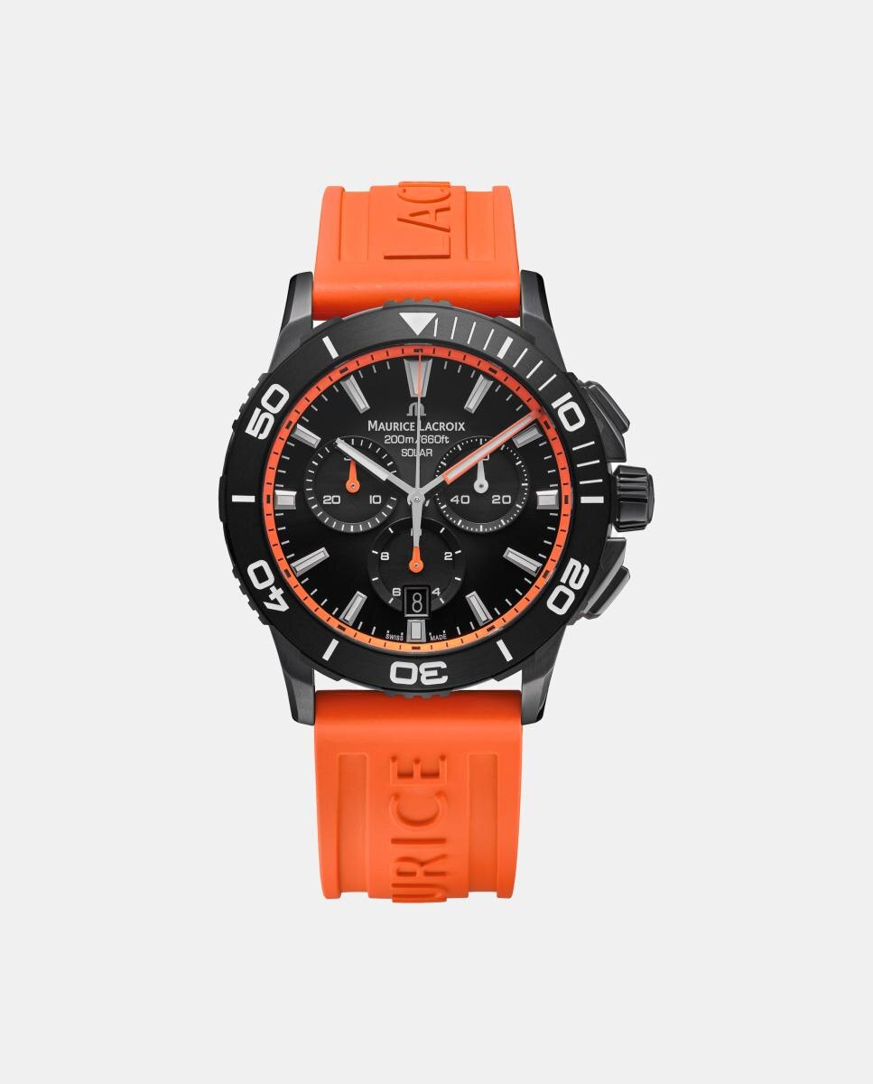 Imagen 0 de Reloj de hombre Pontos S Diver Chrono PT1038-DLB003306 de caucho naranja Negro