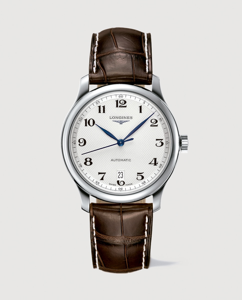 Relógio L26284783 The Longines Master Collection automático em pele castanho Prateado-1
