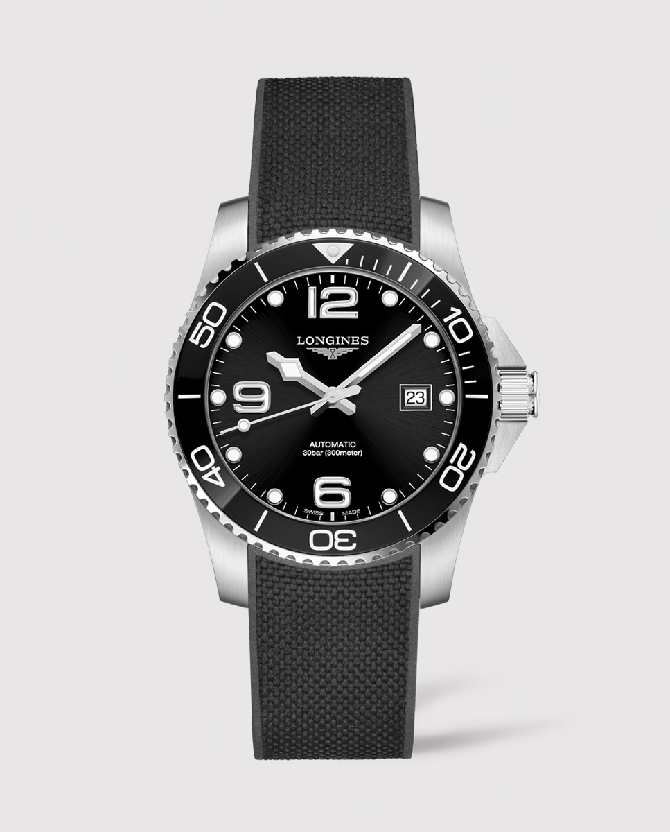 Reloj de hombre Longines L3814569 Hydro Conquest automático de caucho - Negro Negro-1