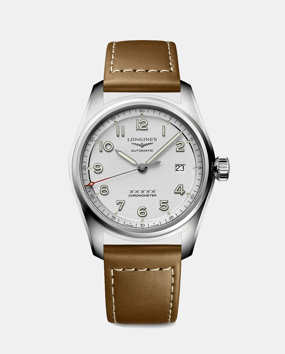 Longines - Reloj de hombre Longines Spirit L38104732 automático de piel marrón.