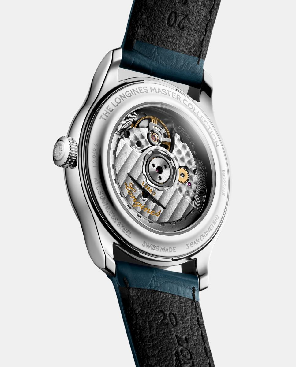 Relógio Master L29494732 automático com bracelete em pele azul - Prateado Prateado-2