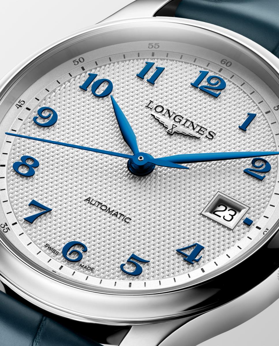 Relógio Master L29494732 automático com bracelete em pele azul - Prateado Prateado-3