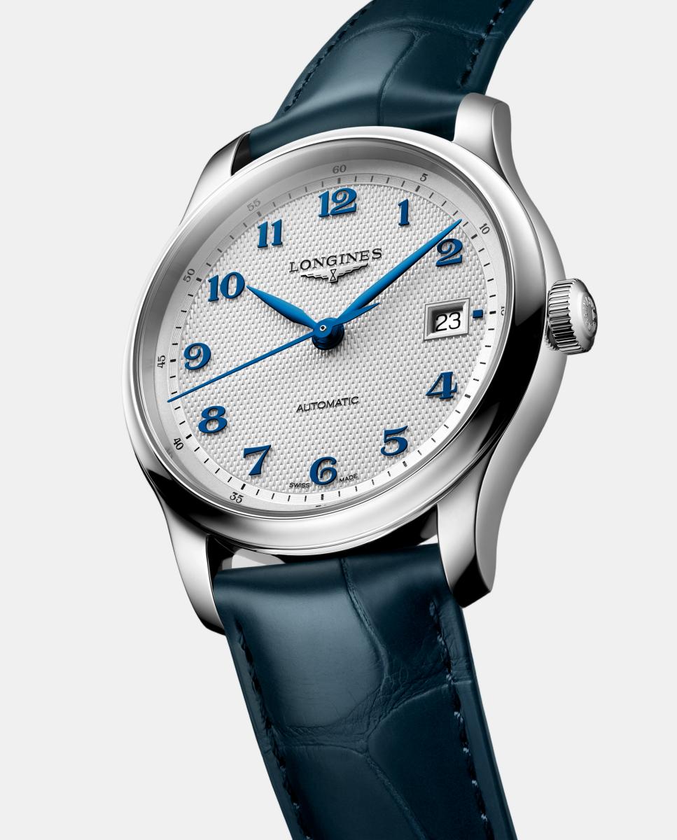 Relógio Master L29494732 automático com bracelete em pele azul - Prateado Prateado-4
