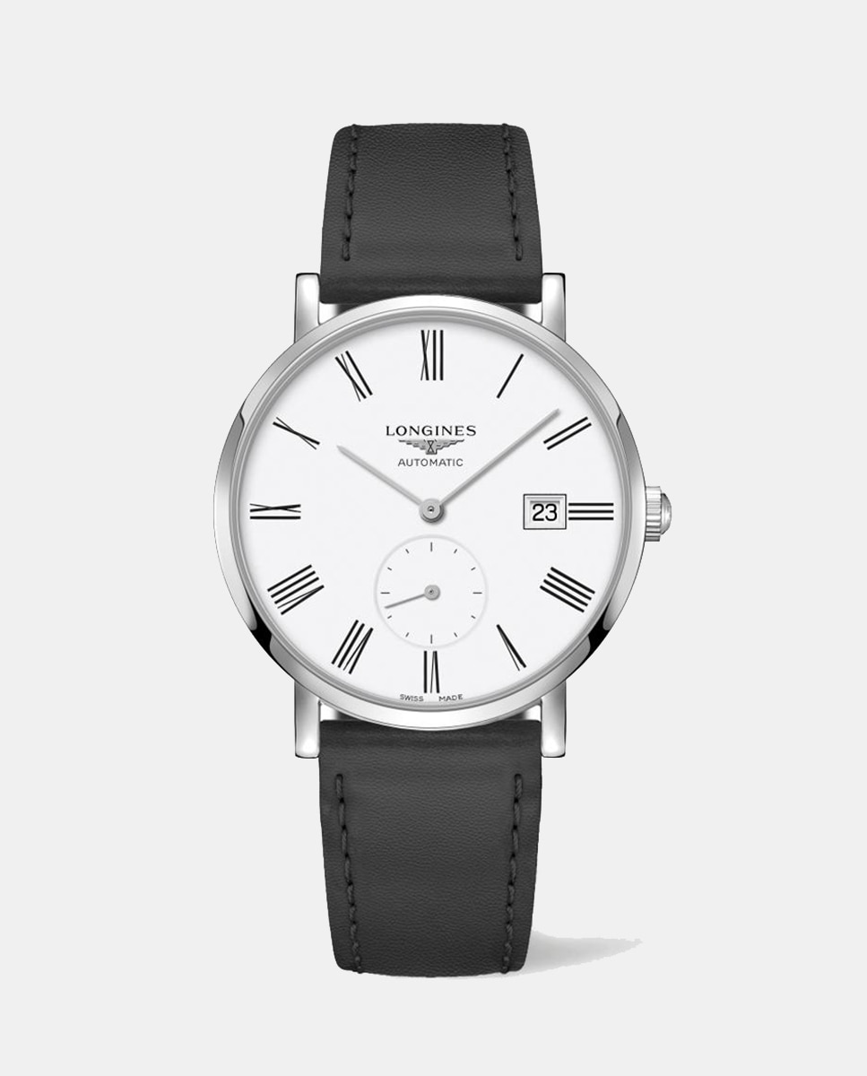 Imagen 0 de Reloj de mujer The Longines Elegant Collectioin L48124110 automático de cuero vegetal negro Blanco