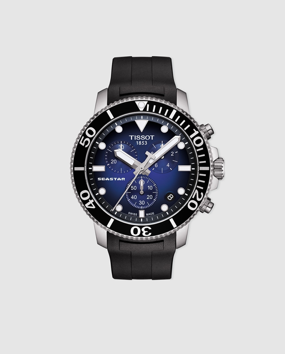 Relógio Seastar Cronógrafo de Silicone - Preto Preto-1