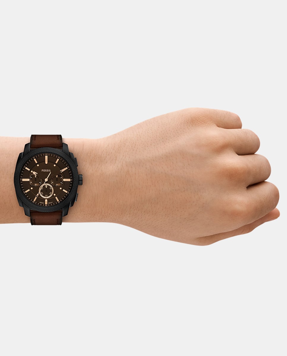 Reloj de hombre Machine FS6101 conógrafo de piel marrón Negro-5