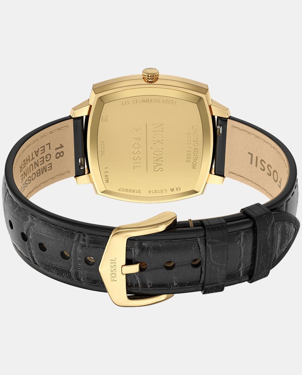 Relógio Machine Luxe LE1214 Nick Jonas de Pele - Preto Dourado-6
