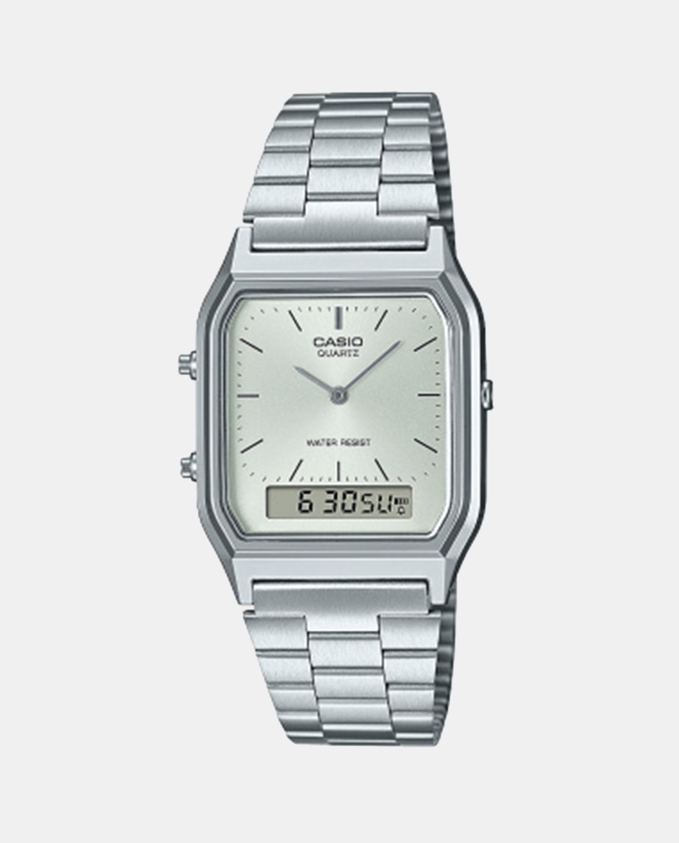 Relógio Vintage AQ230A7AMQYES de Aço Prata-1