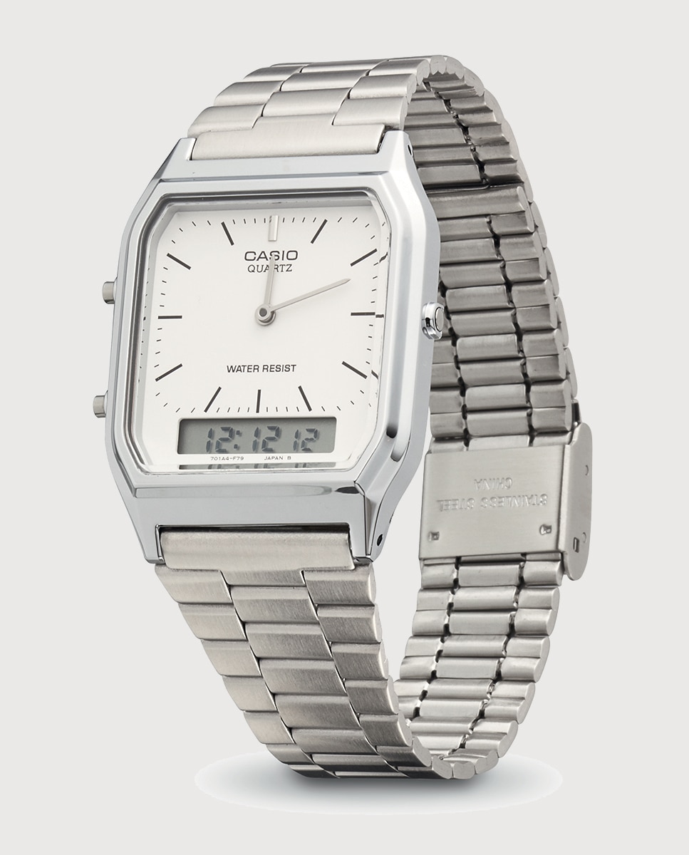 Relógio Vintage AQ-230A-7DMQYES de Aço Prata-3