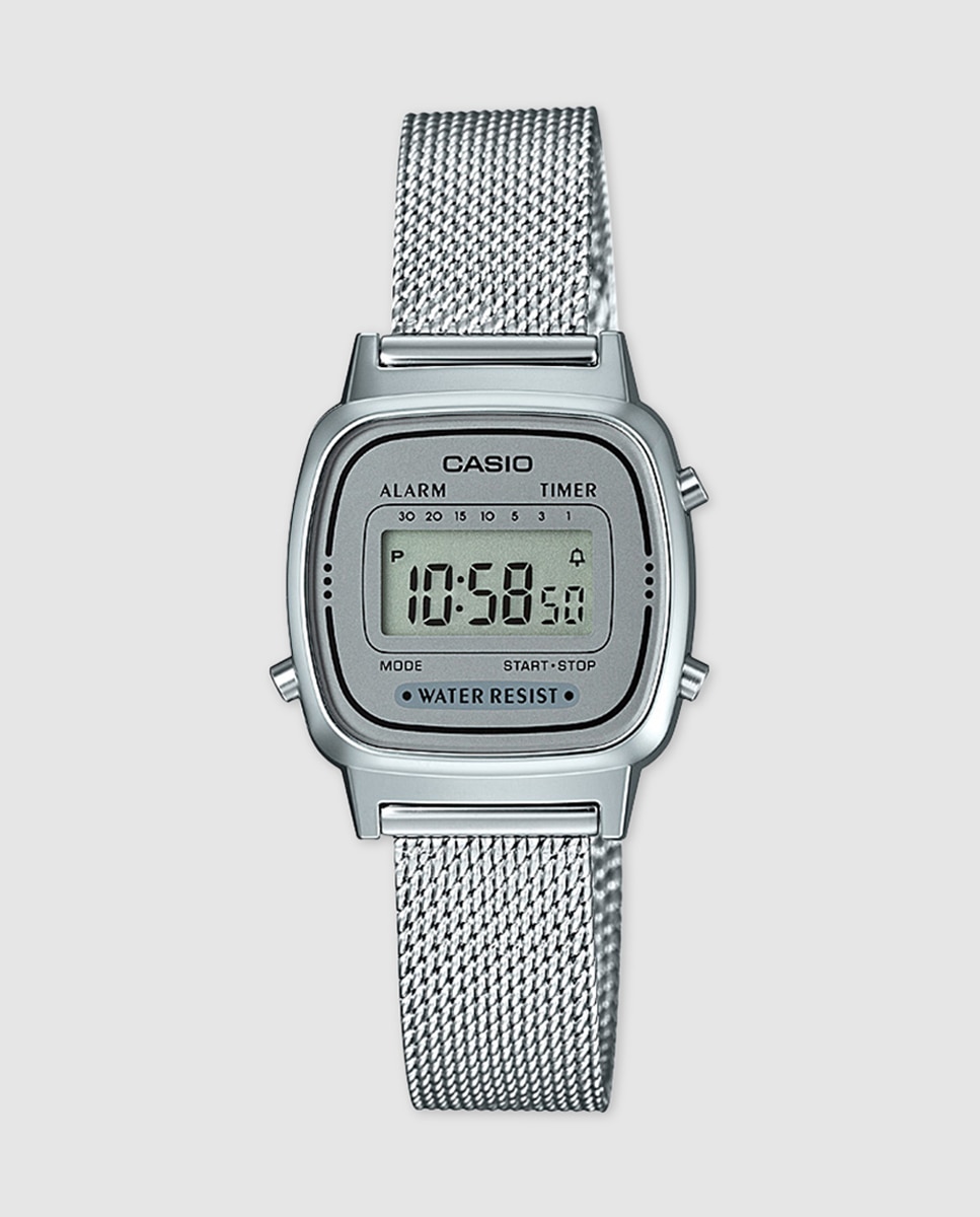 Reloj de mujer de Casio Collection LA670WEM-7EF Vintage Milanese Band de acero - Plata Plata-1