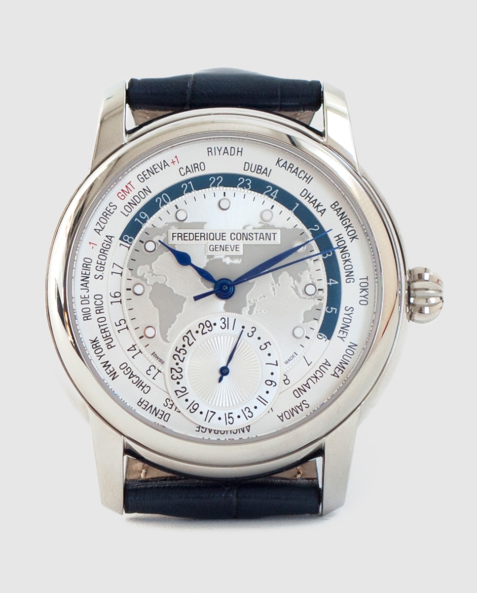 Relógio Frederique Constant World Timer Automático em Pele Azul-2