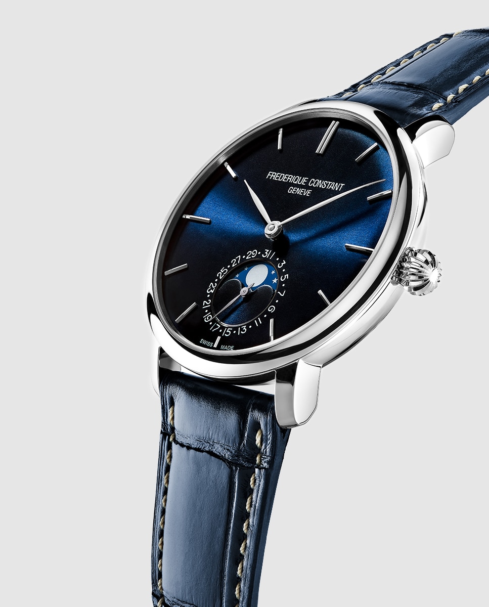 Relógio Slimline Manufacture Frederique Constant FC-705NR4S6 em Pele - Azul Azul-3