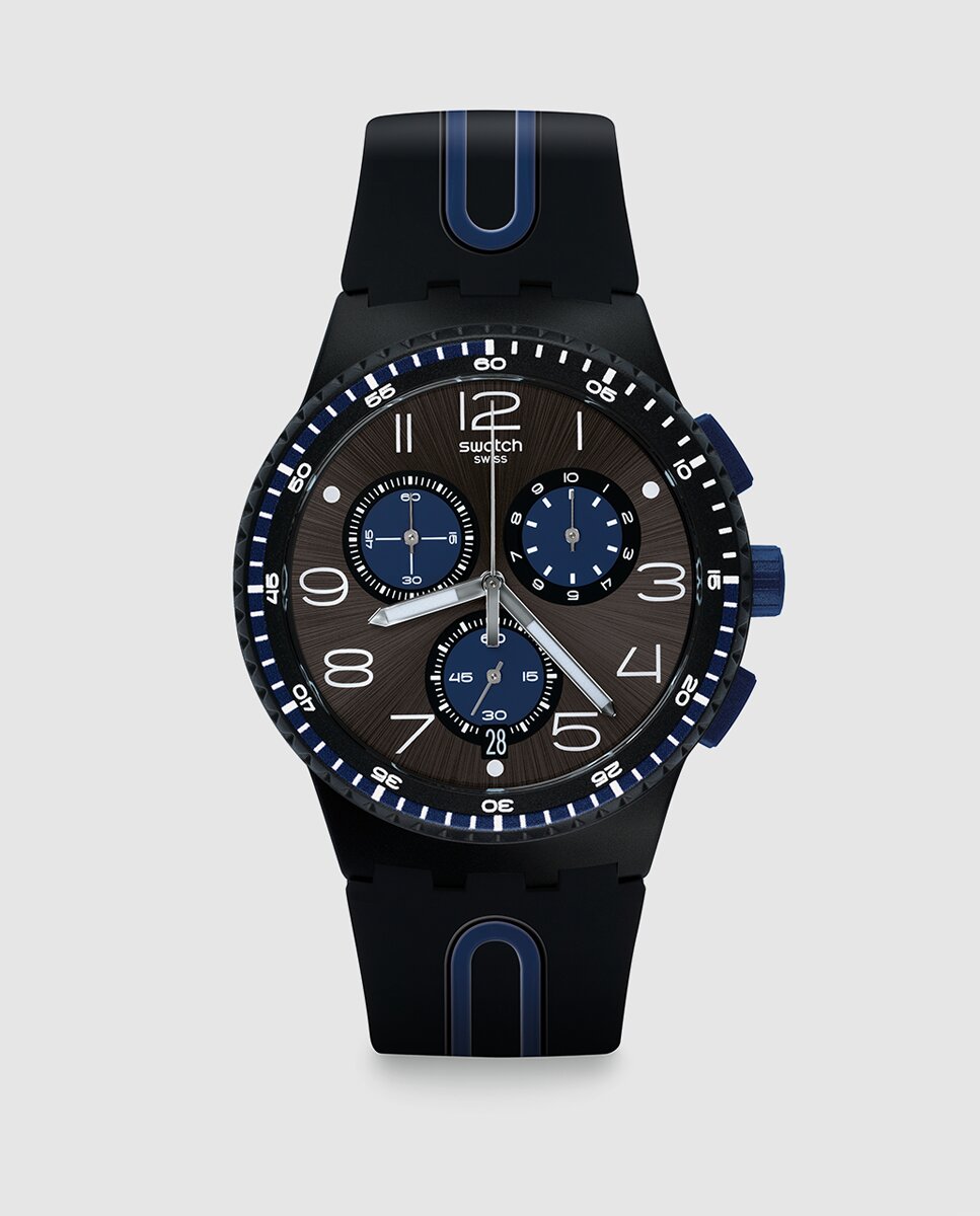 Imagem 0 de Relógio masculino Swatch SUSB406 de silicone bicolor