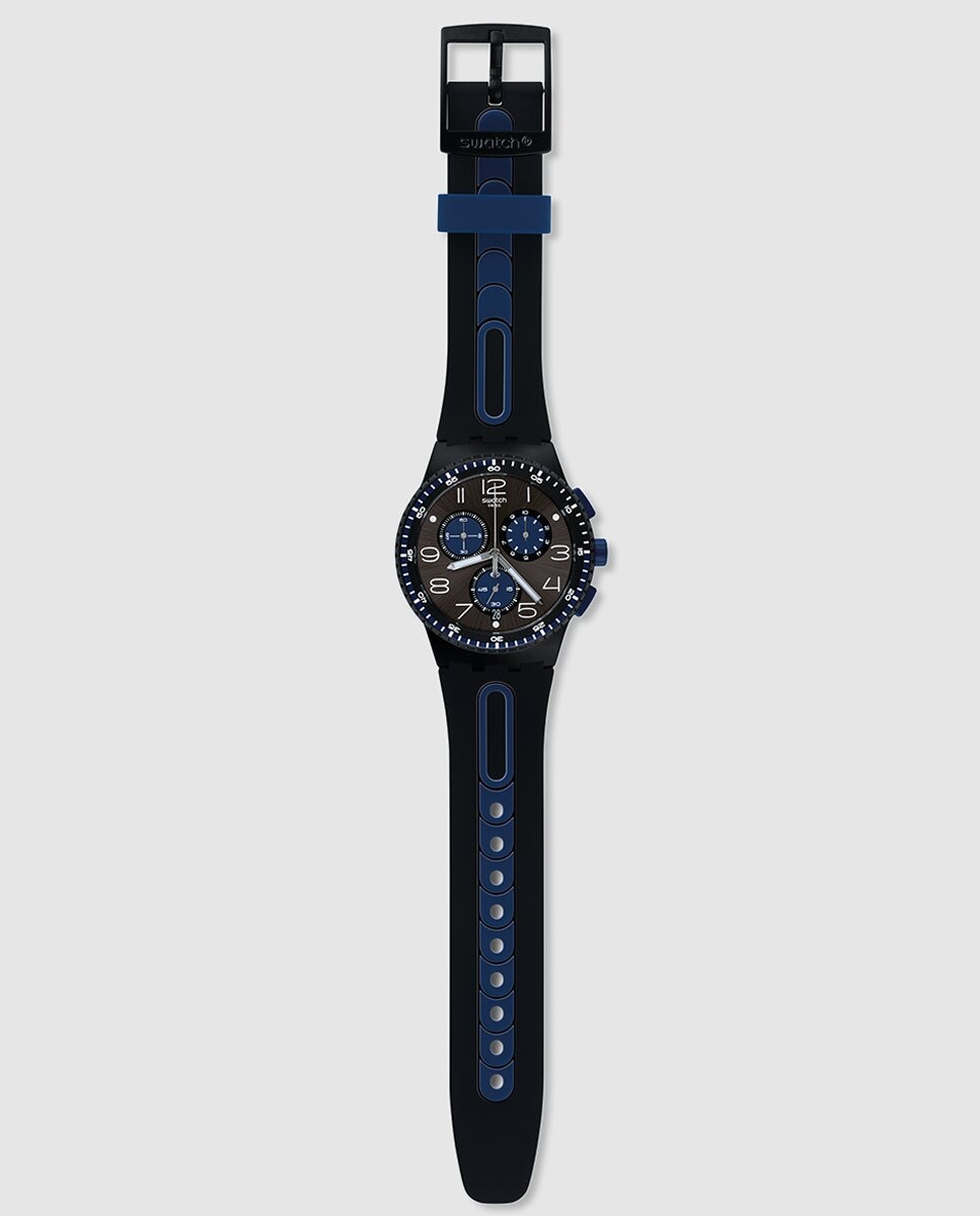 Relógio masculino Swatch SUSB406 de silicone bicolor Preto-2