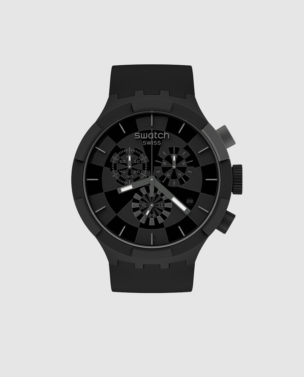 Relógio Big Bold Chrono SB02B400 de silicone preto Preto-1