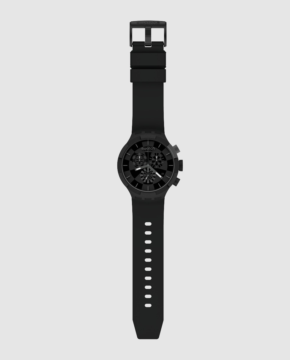 Relógio Big Bold Chrono SB02B400 de silicone preto Preto-2
