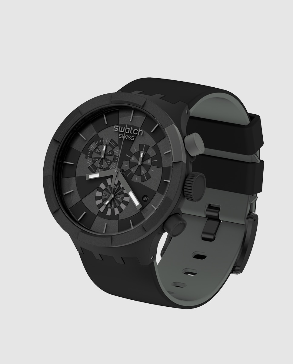 Relógio Big Bold Chrono SB02B400 de silicone preto Preto-7