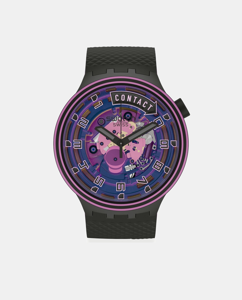 Relógio Big Bold Planets SB01B126 de silicone preto Rosa-1