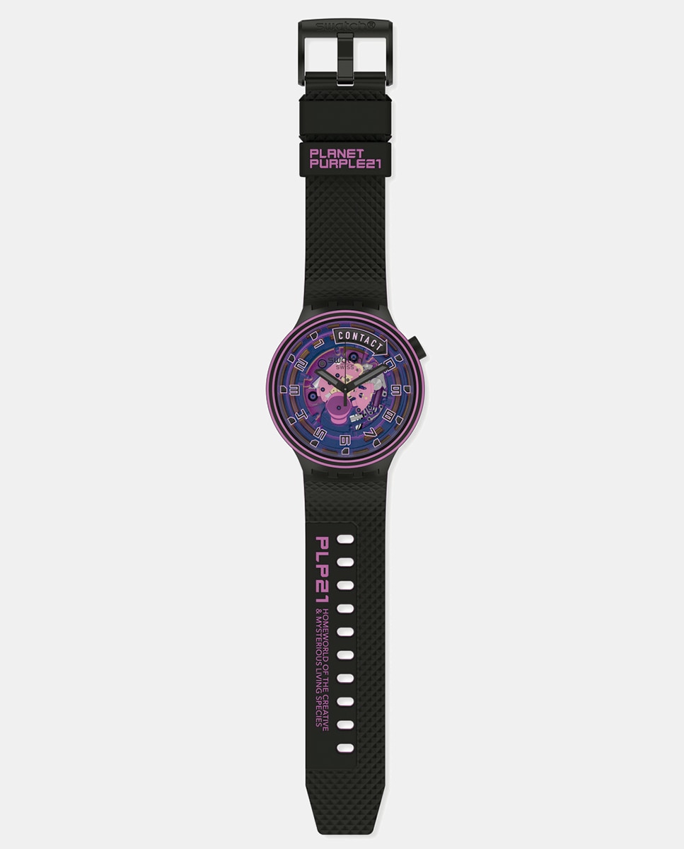 Relógio Big Bold Planets SB01B126 de silicone preto Rosa-2