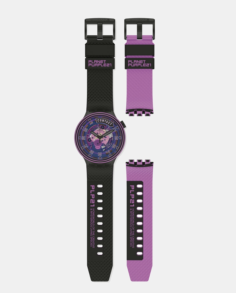 Relógio Big Bold Planets SB01B126 de silicone preto Rosa-3
