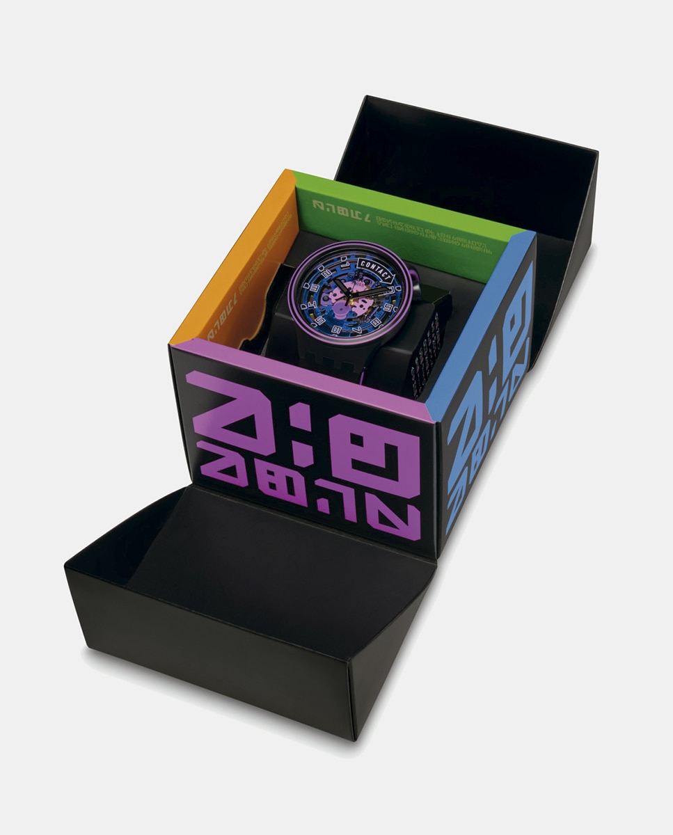 Relógio Big Bold Planets SB01B126 de silicone preto Rosa-4