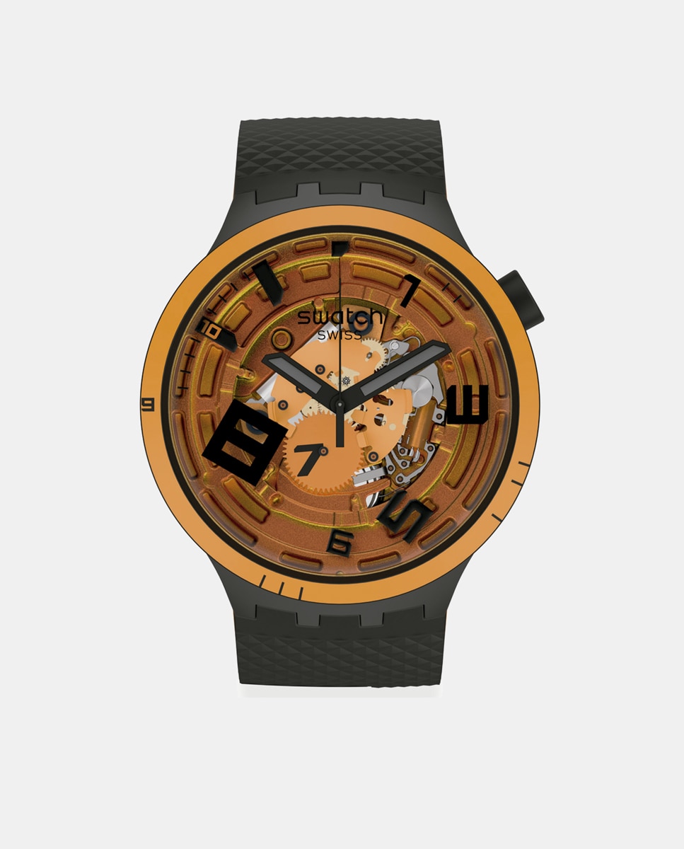 Relógio Big Bold Planets SB01B127 de silicone preto Laranja-1