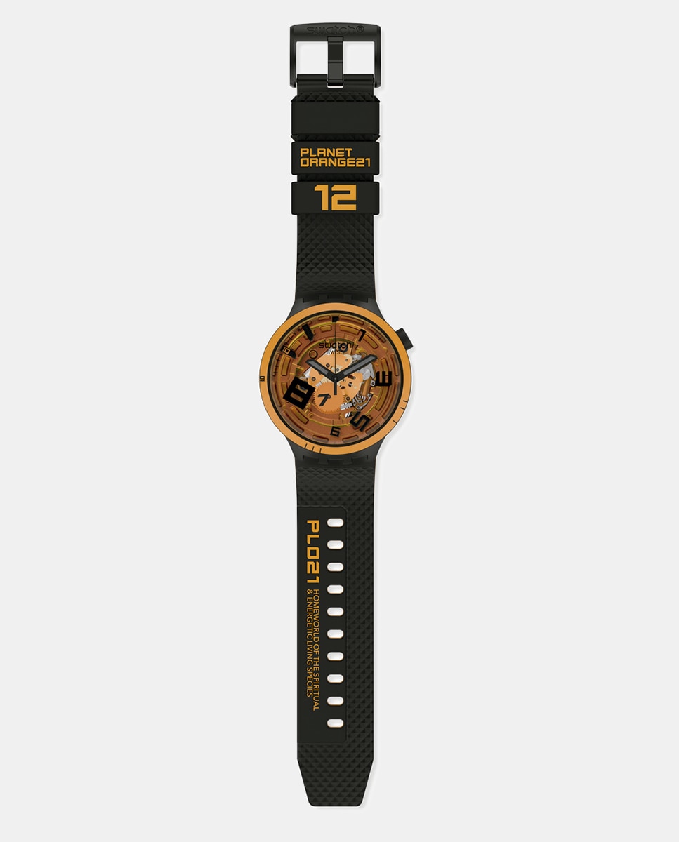 Relógio Big Bold Planets SB01B127 de silicone preto Laranja-2