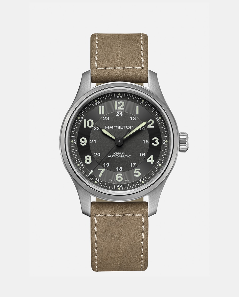 Relógio Khaki Field H70545550 em Pele - Castanho Castanho-claro-1