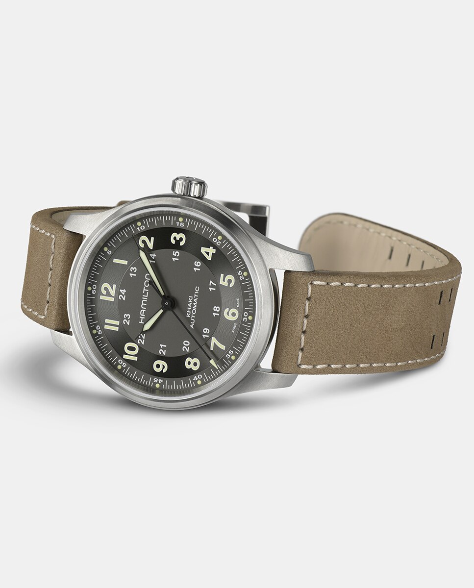Relógio Khaki Field H70545550 em Pele - Castanho Castanho-claro-4