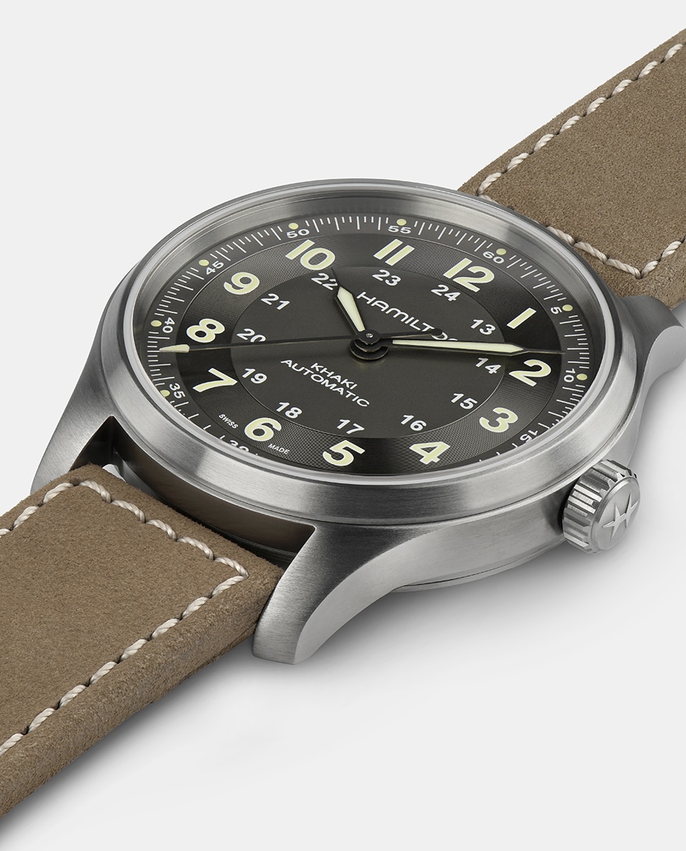 Relógio Khaki Field H70545550 em Pele - Castanho Castanho-claro-5