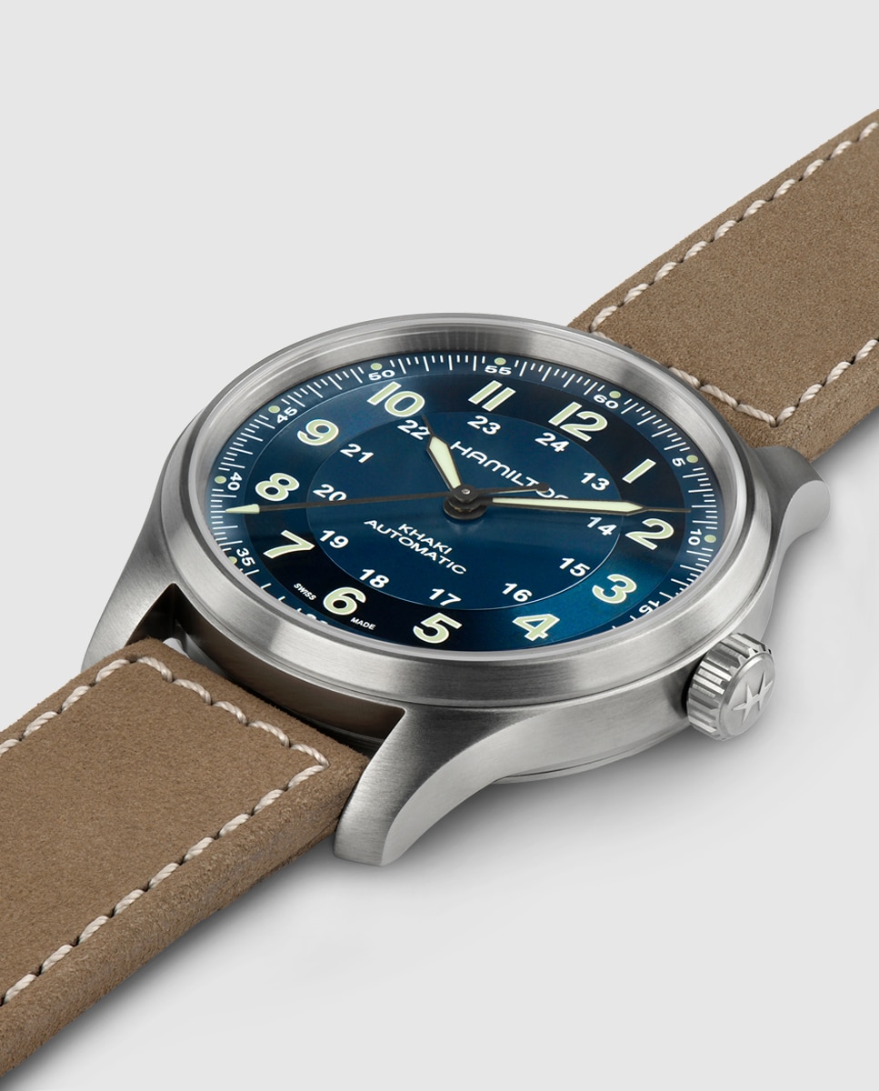 Relógio Khaki Field H70545540 em Pele - Bege Bege-3