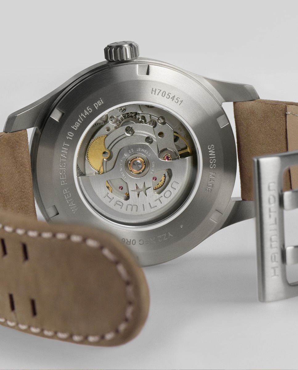 Relógio Khaki Field H70545540 em Pele - Bege Bege-4