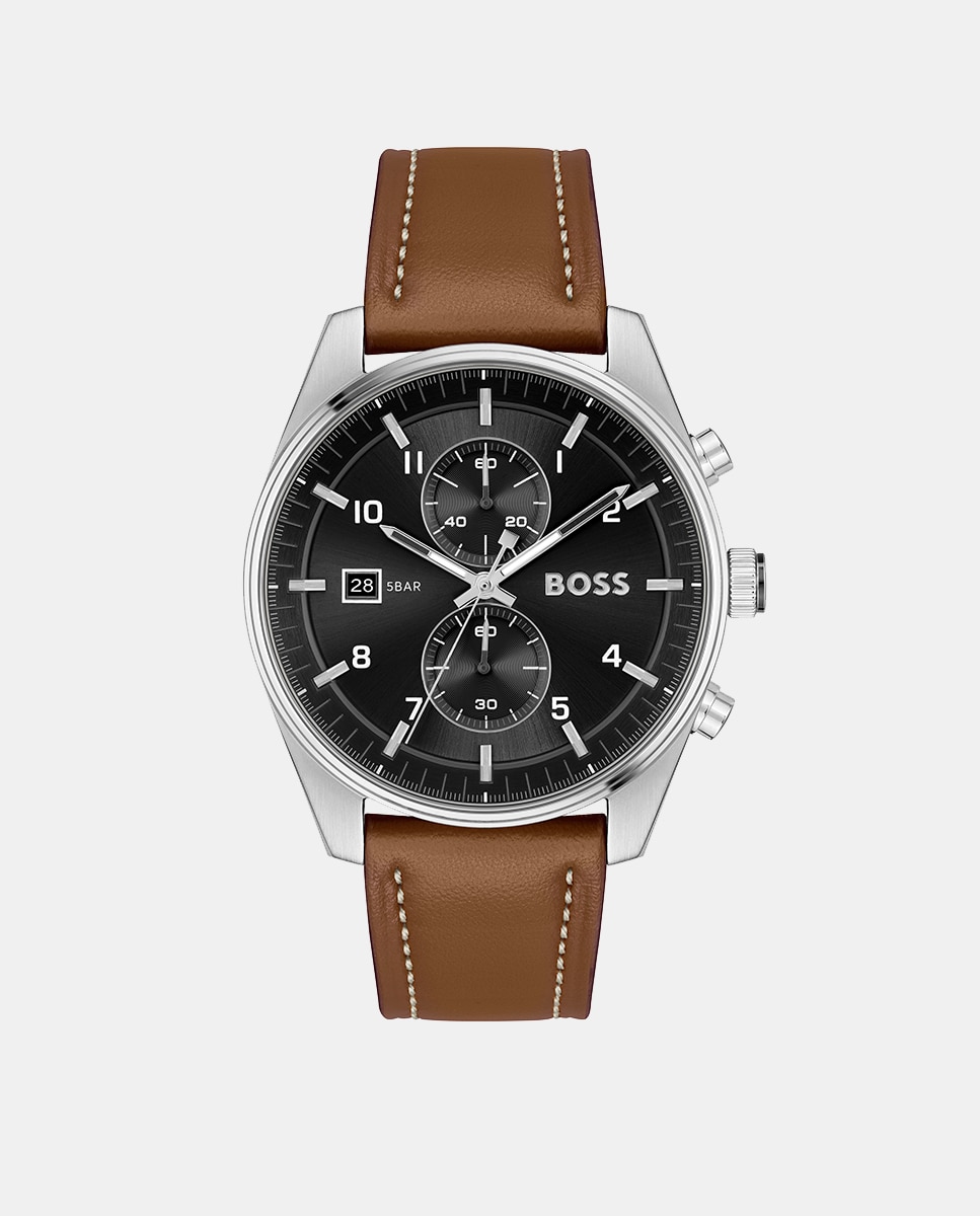 Relógio Skytraveller 1514161 Cronógrafo em Pele - Castanho Castanho-1