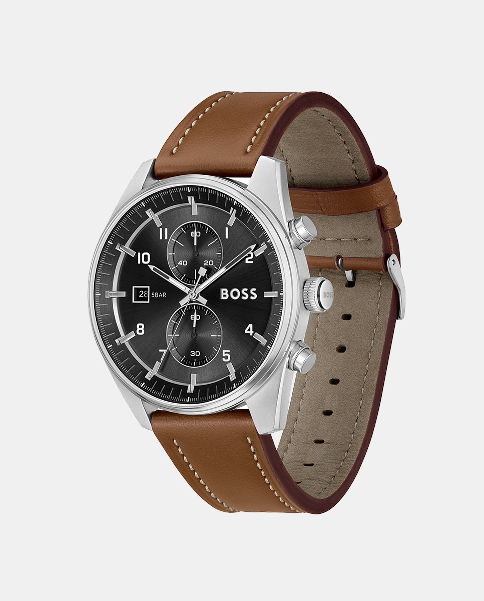 Relógio Skytraveller 1514161 Cronógrafo em Pele - Castanho Castanho-3