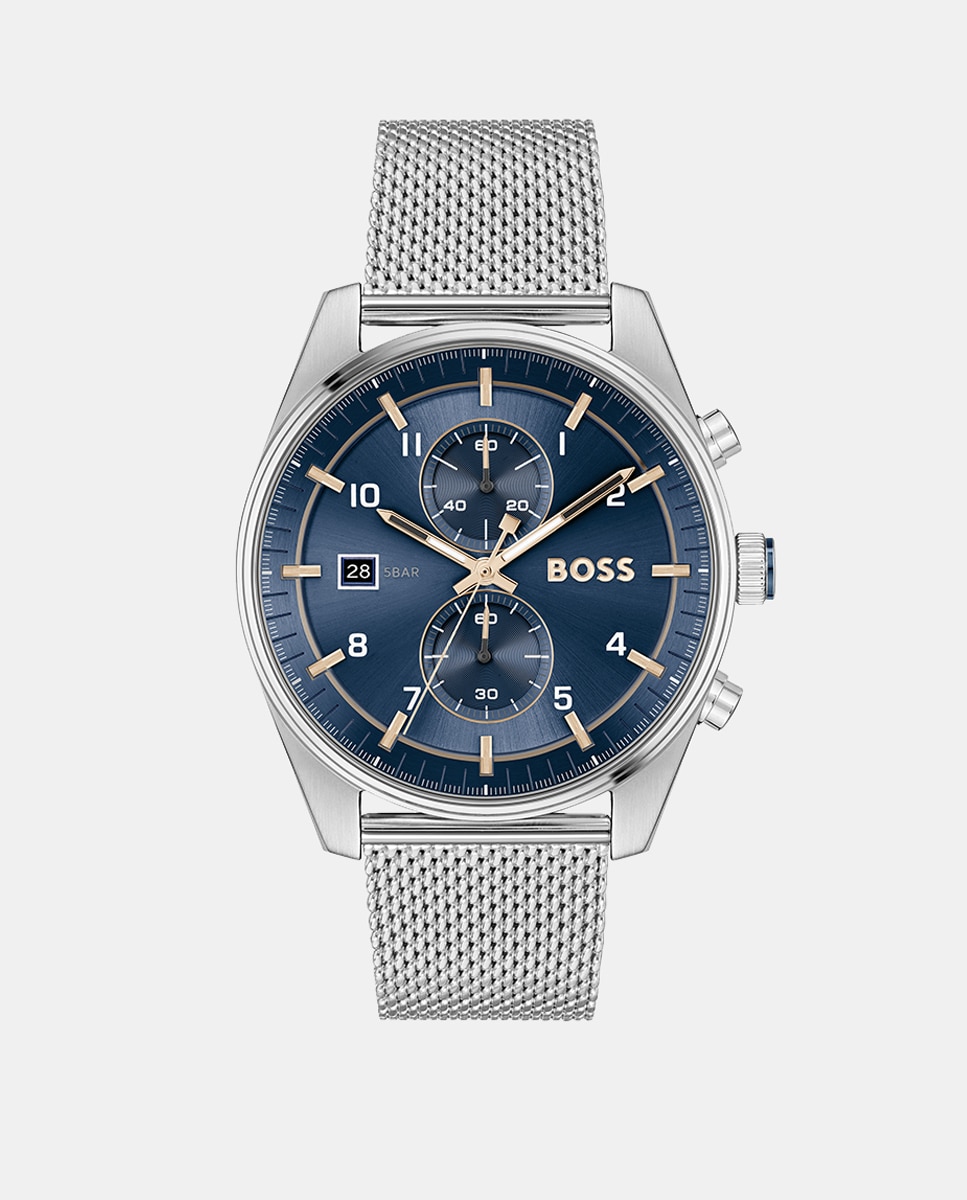 Relógio Skytraveller 1514149 Cronógrafo de Malha Milanesa de Aço Prata-1