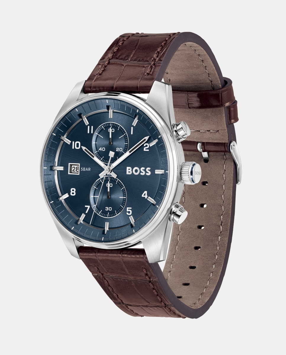 Relógio Skytraveller 1514194 Cronógrafo em Pele - Castanho Castanho-3
