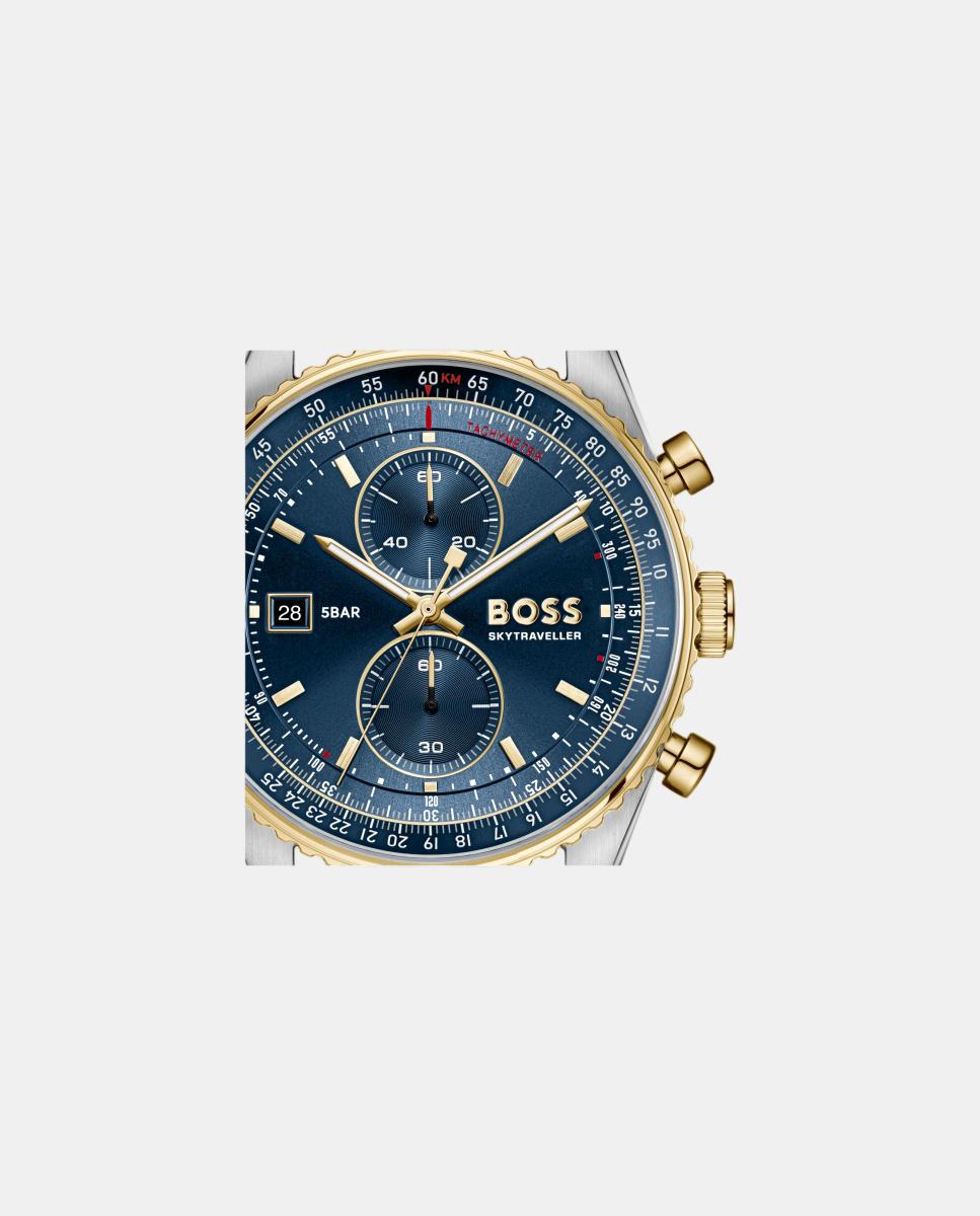 Relógio Skytraveller Pro1514346 cronógrafo com bracelete em pele Azul-3